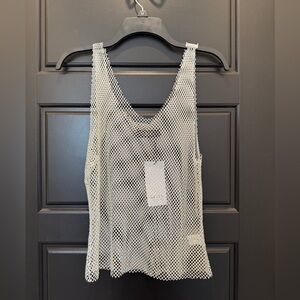 Sparkly White Mesh Tank Top